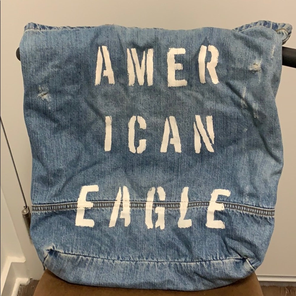 USED Distressed American Eagle Denim Tote Bag